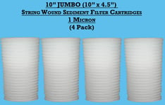 4 x 10" Jumbo Wound Yarn Sediment Water Filter Cartridge 1 Micron