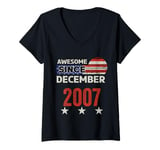 Womens Awesome December 2007 Vintage USA Flag Classic December 2007 V-Neck T-Shirt