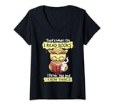 Womens That's What I Do I Read Books I Drink Tea Lover Owl Bookworm V-Neck T-Shirt