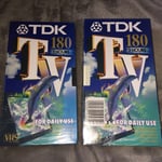 2 x NEW TDK 180 - 3 HOUR BLANK VHS VIDEO TAPES - For Daily Use PAL SECAM