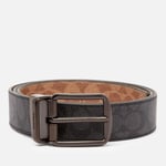 Coach Men's 38mm Cut-To-Size Harness Belt in Signature Canvas - Charcoal/Khaki