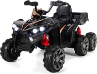 Voiture Quad Electrique Enfants 12V avec 6 Roues Lumières LED Musique Charge 30KG Noir