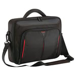 Targus Classic+ Clamshell Sacoche pour Ordinateur Portable 14", Sac à Bandoulière Homme Femme, Mallette Ordinateur Portable avec Station de Travail – Noir/Rouge, CN414EU