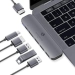 Adaptateur USB C vers HDMI, Afterplug Station d'accueil pour MacBook Pro Air, adaptateur double moniteur USB C 6 en 2 4K60HZ, USB Type C double HDMI avec ports HDMI 4K Port USB 3.0, alimentation