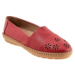 Trotters Ruby Perf T2320-600 Womens Red Narrow Leather Loafer Flats Shoes