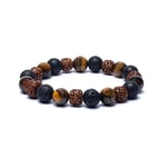 Armband rudraksha / tigeröga / lavasten 8 cm