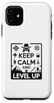 Coque pour iPhone 11 Keep Calm and Level Up Gamer pour les joueurs amusants