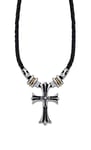 LOTUS STYLE Collier modèle LS2074-1/2 de la collection Dark Style en cuir pour homme, Argent sterling, Ne pas appliquer