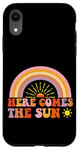 Coque pour iPhone XR Here Comes The Sun Style rétro arc-en-ciel