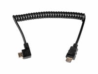 HDMI A Male 1.4  - A Male Angled Coiled, 20-45cm