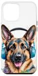 Coque pour iPhone 15 Plus Berger Allemand Écouteurs Chien Alsacien Animaux Imprimé