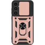 Avizar Case for Samsung Galaxy S23 FE Ring Support Sliding Camera Cover, Pink