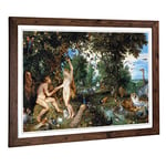 Big Box Art Framed Print of Peter Paul Rubens The Garden of Eden with The Fall of Man Design | Wall Art Picture| Home Decor for Living Room, Bedroom, Office, Walnut, A2 / 24.5x18 Inch / 62x45cm