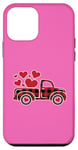 Coque pour iPhone 12 mini Plaid rouge Hearts Truck Buffalo pour la Saint-Valentin