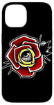 Coque pour iPhone 14 Rose rouge x œil x fleur rose