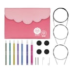 KnitPro Zing Interchangeable Needle Set – 7 x 13cm Circular Knitting Pin Pairs with Accessories Zing Midi Set, Colour Coded for Beginners, Professionals & Gift Set