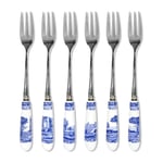 Spode Blue Italian dessertgaffel 6-pack Keramik-rostfritt stål