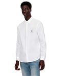 Armani Exchange A|x Long Sleeve Icon Logo Button Shirt, Blanc, XS Hommes