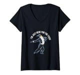 Womens Funny Penguin Tuxedo I'm Just Here for the Food V-Neck T-Shirt