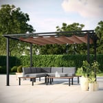 Avril Paris - Tonnelle/Pergola en aluminium 3x4m toile coulissante rétractable - anthracite taupe - havana - Anthracite