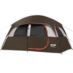 CAMPROS CP Tente de Camping pour 6 Personnes, Tente familiale imperméable et Coupe-Vent avec Toit Anti-Pluie, 4 Grandes fenêtres en Maille, Double Couche, Installation Facile, Portable avec Sac de