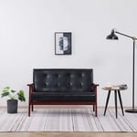 Canapé fixe 2 places Canapé scandinave Sofa Noir Similicuir 56933