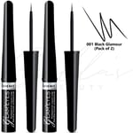 RIMMEL Glam'eyes Smudge-Proof Liquid Eyeliner - 001 Black Glamour *PACK OF 2*