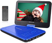 DBPOWER® 10" Portable DVD Player, 5 Hour Rechargeable Battery, Swivel Screen, Supports SD Card and USB, Direct Play in Formats AVI/RMVB/MP3/JPEG (10, Blue)