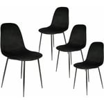 Altobuy - alessia - Lot de 4 Chaises Velours Côtelé Noires