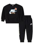 Nike Kids Boys Sense Of Adventure Crew Sweat And Joggers Set - Black, Black, Size 2-3 Years