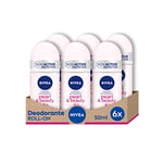 NIVEA Pearl & Beauty Déodorant Roll-On en lot de 6 x 50 ml, Déodorant anti-transpirant avec Extraits de Perle, Déo Roll qui régule la transpiration pendant 48 h