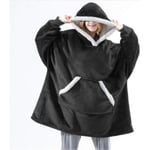 Blanket Sweatshirt Oversized Hoodie Wearable Blanket Soft Warm Comfortable Giant Front Pocket CMK Black