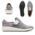 LADIES NEW SUEDE LEATHER CLARKS UN RIO STRAP SNEAKERS LIGHT GREY UK SIZE 7 D