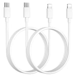 KINPEE Câble iPhone USB C 1M Lot de 2[MFi Certifié], Cable USB C vers Lighting Câble iPhone Cable iPhone Charge Rapide Fil Chargeur iPhone Cordon iPhone pour iPhone 14/13/12/11/X/XS/XR/XS Max/8/7/6