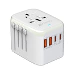 AUNNO Universal Travel Adapter, PD 20W Fast Charging Plug Adapter with 2 USB-C and 2 USB-A Ports, All in One Travel Adapter for Europe, UK, US, Australia etc