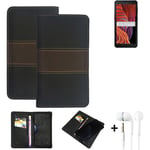 Wallet Case + headphones for Samsung Galaxy XCover 5 Protective Cover Brown