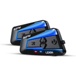 LEXIN 2X B4FM Intercom Moto Duo pour 10 Casques, Partage de Musique, Kit Bluetooth Casque Moto 1-10 Motards, Radio FM, Son Plus Puissant et Clair, Communication Systèmes pour Moto/Motoneige