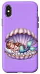 Coque pour iPhone X/XS Sirène Lilas Violet Sleepy Coquillage Sous L'eau