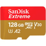 SanDisk Extreme microSDXC V30 A2 128GB 160MB/s + SD-adapter