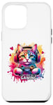 Coque pour iPhone 12 Pro Max Chat gamer rétro avec casque : Can't Hear You, I'm Gaming!