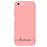 Coque rose Iphone 7 8 et SE 2020 et 2022 avec votre prenom 4 coeur