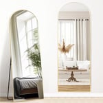 Melodieux Miroir Pleine Longueur, Arc, 161 x 52 cm, Grand Miroir autoportant, Cadre en Aluminium, doré, pour Dressing, Salon, Chambre à Coucher