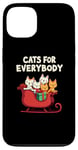 Coque pour iPhone 13 Chats pour tout le monde traîneau de Noël mignon scène de vacances