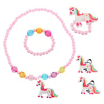 1 Set Flickej Unicorn Smycken Barn Halsband Flick Ring Barn Armband Flick Örhänge