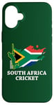 Coque pour iPhone 16 Plus Couleurs du drapeau sud-africain Cricket Afrique du Sud