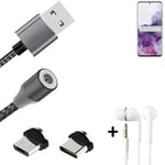 Data charging cable for + headphones Samsung Galaxy S20 Ultra + USB type C a. Mi