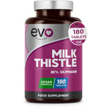 Milk Thistle Tablets | 80% Silymarin | 180 Tablets | Vegan Supplement | Milk ...