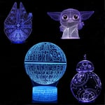 4-pack 3D nattlampa 3D LED Star Wars lampa illusionslampa 7