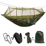 Hamac De Camping Portable en Tissu Parachute Haute Résistance Lit Suspendu avec Moustiquaire Hamac De Couchage Camouflage