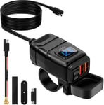 Prise Usb Moto, Prise De Chargeur De Voiture Usb Double, Chargeur Usb Moto Étanche Charge Rapide Avec Interrupteur Et Voltmètre Led, Prise Usb 12v Pour Moto Bateau Marin Caravane (Double Usb.[F2562]